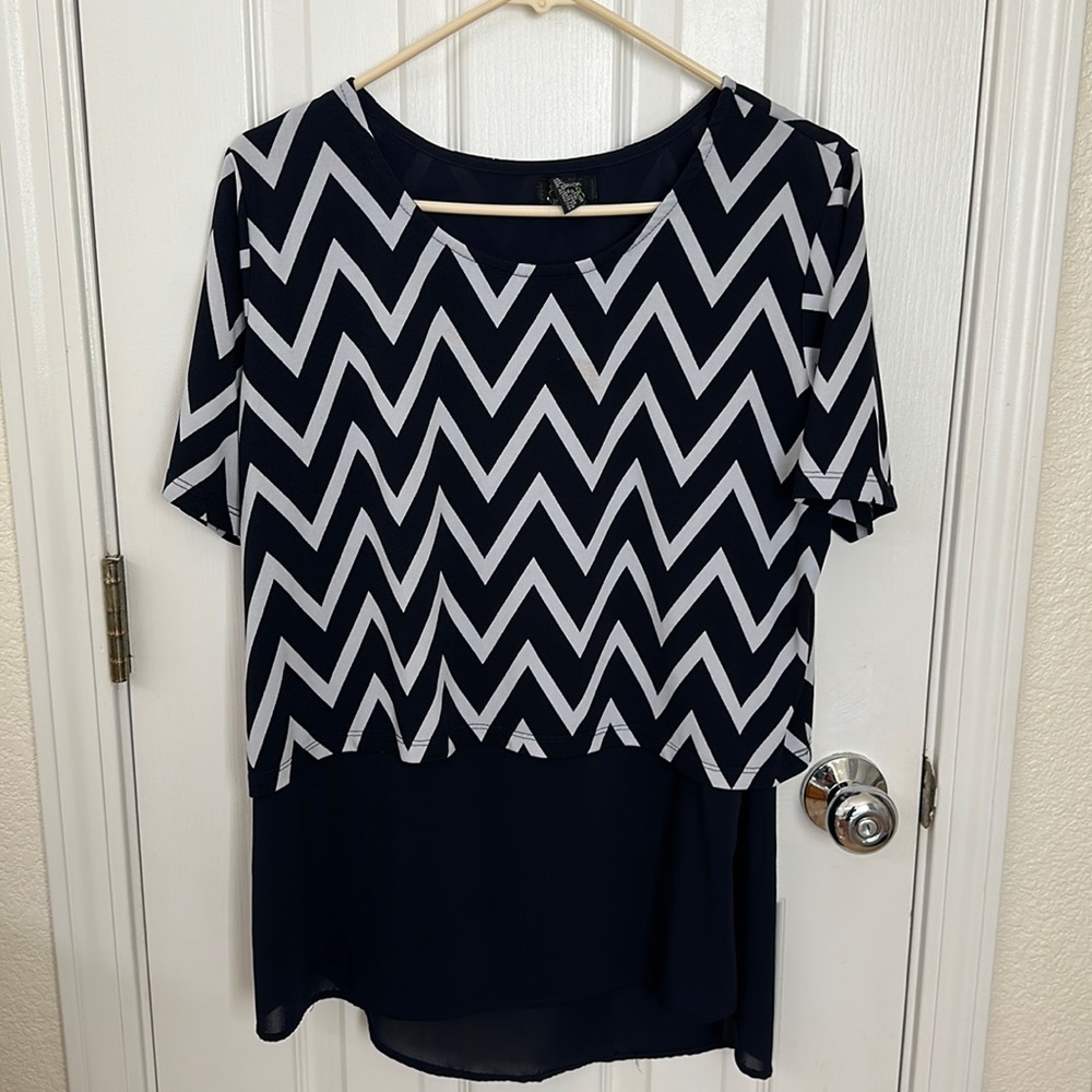 Women Double Layered Navy Blue Top (M)